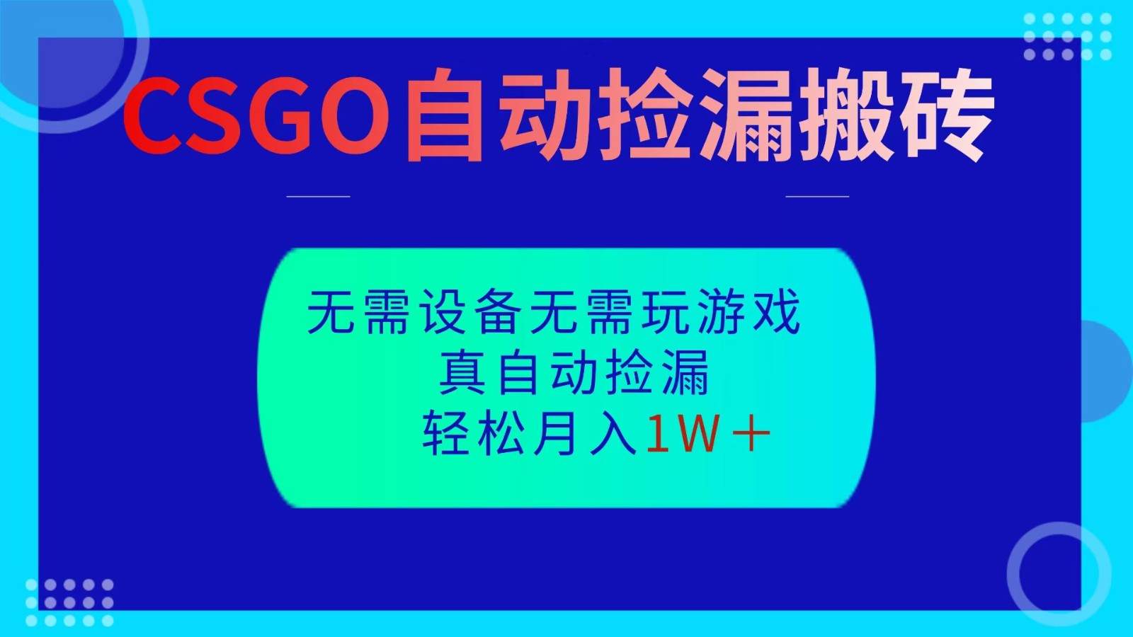 CSGO自动捡漏搬砖，当天操作当天见结果，无需了解游戏，包教包会包落地|宝藏资源网