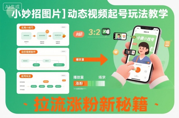 小妙招图片＋动态视频起号玩法教学，拉流涨粉新秘籍|宝藏资源网