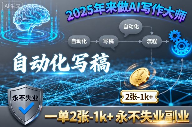 2025年来做AI写作大师,自动化写稿,一单2张-1k+,永不失业副业|宝藏资源网
