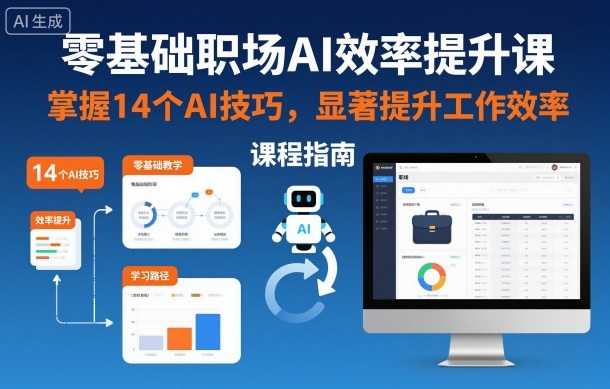 零基础职场AI效率提升课，掌握14个AI技巧，显著提升工作效率|宝藏资源网