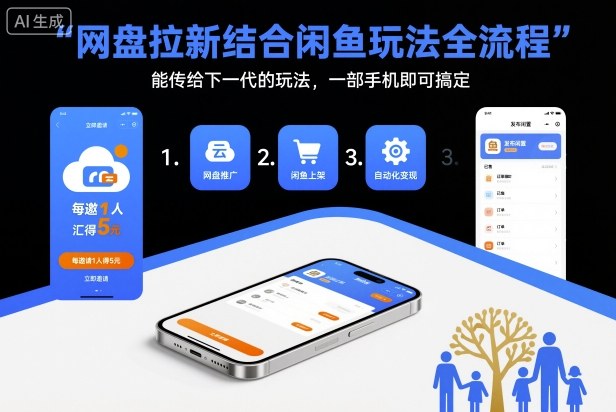 网盘拉新结合闲鱼玩法全流程，能传给下一代的玩法，一部手机即可搞定(附入口渠道以及实操教程)|宝藏资源网