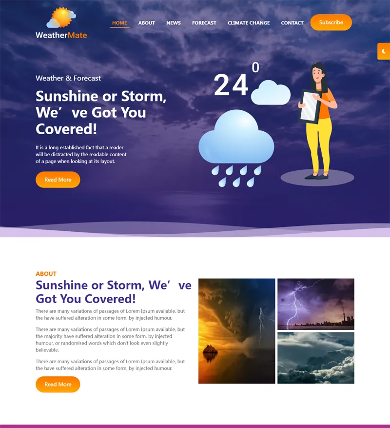 HTML响应式天气预报网站源码|宝藏资源网
