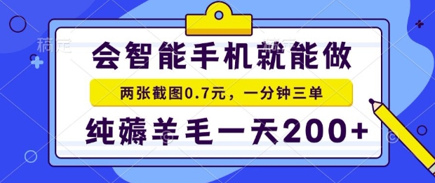 2025年零撸手机项目,二十秒一单,纯薅羊毛,一天200+做就有【揭秘】|宝藏资源网