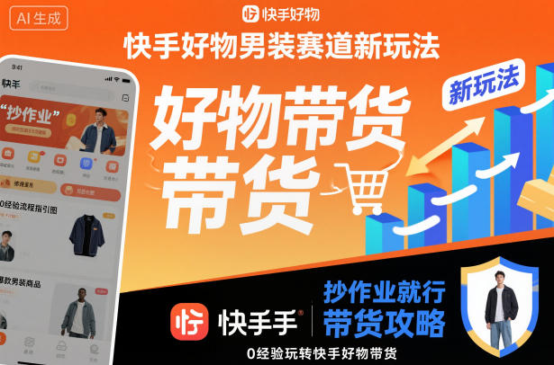 快手好物男装赛道新玩法，抄作业就行，0经验玩转快手好物带货|宝藏资源网