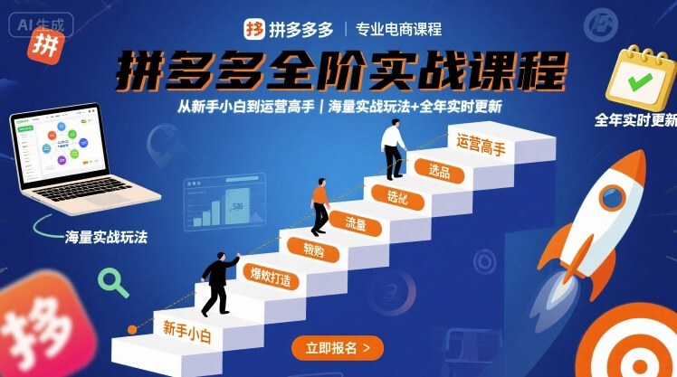 拼多多全阶实战课程，从新手小白到运营高手，海量实战玩法+全年实时更新【2025年9月更新】|宝藏资源网