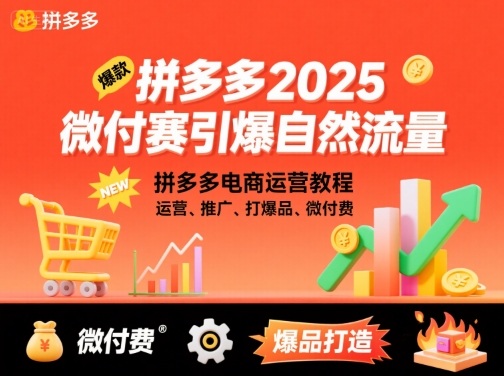 拼多多2025微付赛引爆自然流量,拼多多电商运营教程,运营、推广、打爆品、微付费|宝藏资源网