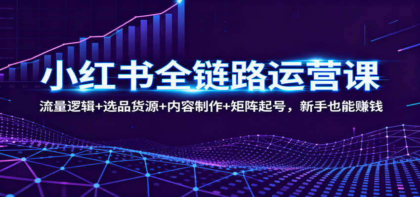 小红书全链路运营课：流量逻辑+选品货源+内容制作+矩阵起号，新手也能赚钱|宝藏资源网