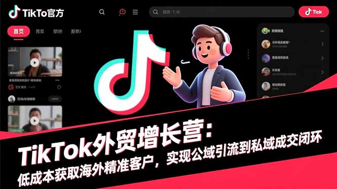 TikTok外贸增长营：低成本获取海外精准客户，实现公域引流到私域成交闭环|宝藏资源网