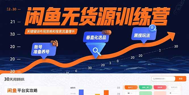 闲鱼无货源训练营：账号准备养号/垂直化选品/黑搜玩法，0基础30天盈利指南|宝藏资源网