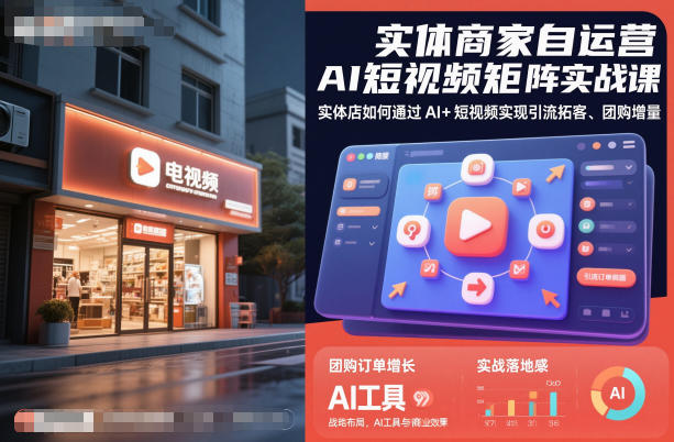 实体商家自运营AI短视频矩阵实战课，实体店如何通过AI+短视频实现引流拓客、团购增量|宝藏资源网