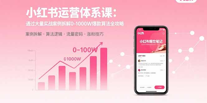 小红书运营体系课：通过大量实战案例拆解0-1000W爆款算法全攻略|宝藏资源网