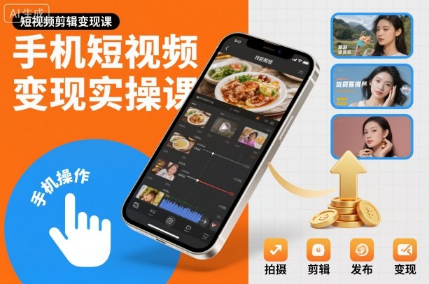 手机短视频变现实操课，短视频剪辑变现课|宝藏资源网