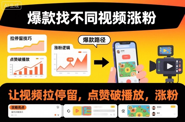 爆款找不同视频涨粉，让视频拉停留，实现点赞，破播放，涨粉|宝藏资源网