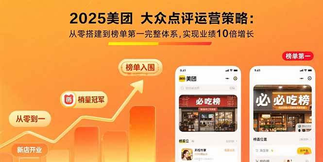 （15602期）2025美团 大众点评运营策略:从零搭建到榜单第一完整体系,实现业绩10倍增长|宝藏资源网