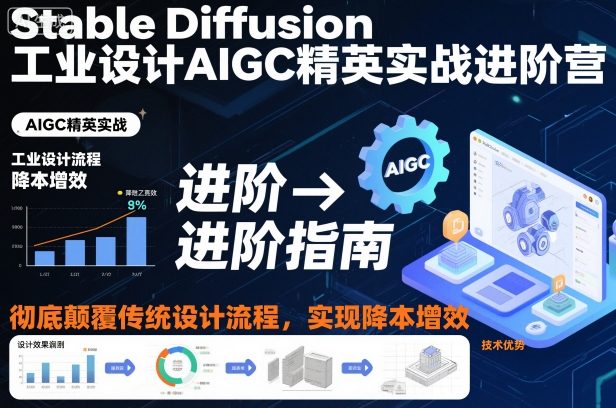 Stable Diffusion工业设计AIGC精英实战进阶营，彻底颠覆传统设计流程，实现降本增效|宝藏资源网