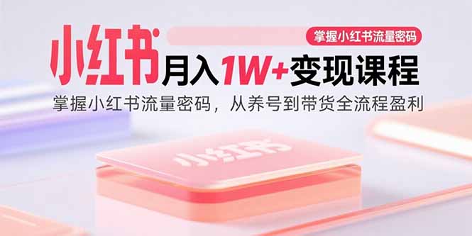 小红书月入1W+变现课程:掌握小红书流量密码,从养号到带货全流程盈利|宝藏资源网