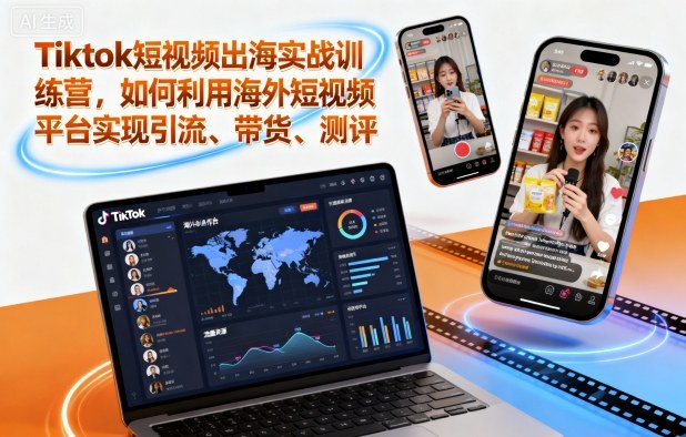 Tiktok短视频出海实战训练营,如何利用海外短视频平台实现引流、带货、测评|宝藏资源网