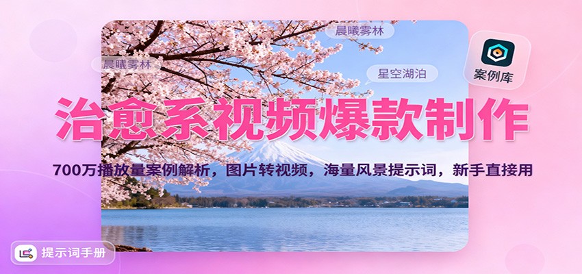 治愈系视频爆款制作，700万播放量案例解析，图片转视频，海量风景提示词，新手直接用|宝藏资源网