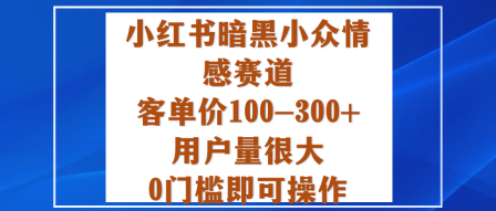 小红书暗黑小众情感赛道，客单价100-300+用户量很大，0门槛即可操作|宝藏资源网