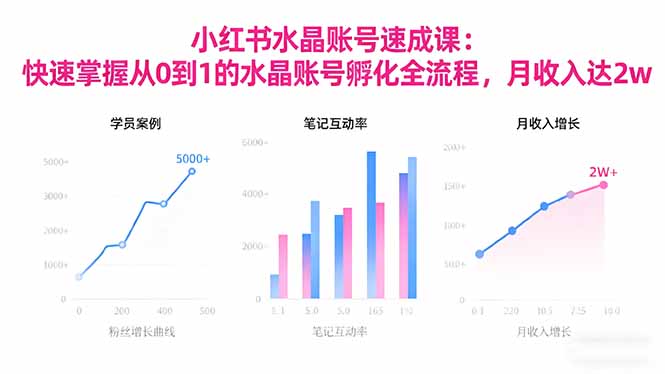 2025小红书水晶账号速成课：快速掌握从0-1水晶账号孵化全流程，月收入达2w|宝藏资源网