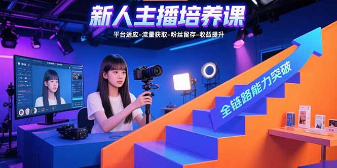 新人主播培养课：平台适应-流量获取-粉丝留存-收益提升 全链路能力突破|宝藏资源网
