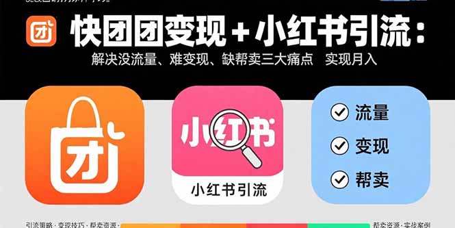 快团团变现+小红书引流：解决没流量、难变现、缺帮卖三大痛点 实现月入3w+|宝藏资源网