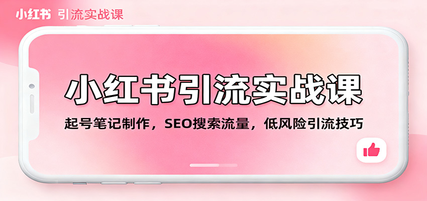小红书引流实战课：起号笔记制作，SEO搜索流量，低风险引流技巧|宝藏资源网