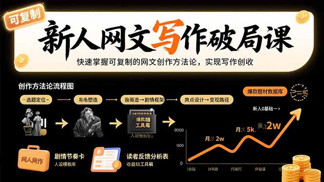 新人网文写作破局课：快速掌握可复制的网文创作方法论，实现写作创收|宝藏资源网