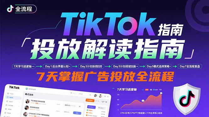 TikTok投放解读指南：后台操作/计划建立/模式选择，7天掌握广告投放全流程|宝藏资源网