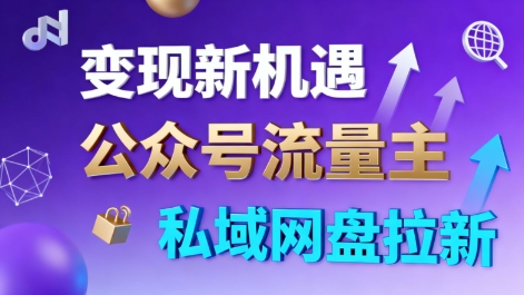 公众号流量主+私域网盘拉新,多方式变现,简单易上手,当天就有收益|宝藏资源网