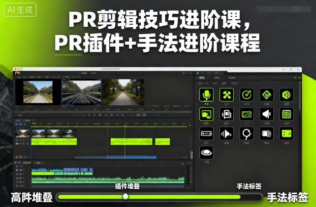 PR剪辑技巧进阶课,PR插件+手法进阶课程|宝藏资源网