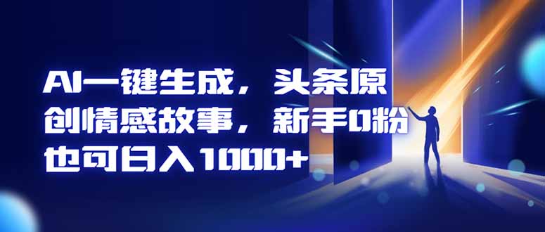 AI一键生成，头条原创情感故事，新手0粉也可日入1000+|宝藏资源网