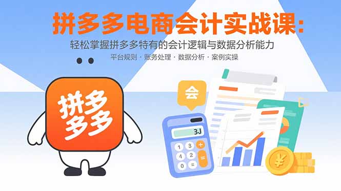 拼多多电商会计实战课:轻松掌握拼多多特有的会计逻辑与数据分析能力|宝藏资源网