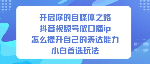 开启你的自媒体之路，抖音视频号做口播ip，怎么提升自己的表达能力，小白首选玩法|宝藏资源网