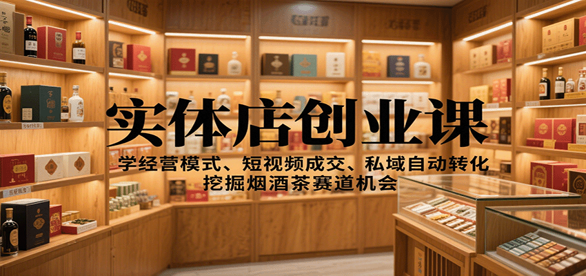 实体店创业课:学经营模式、短视频成交、私域自动转化,挖掘烟酒茶赛道机会|宝藏资源网