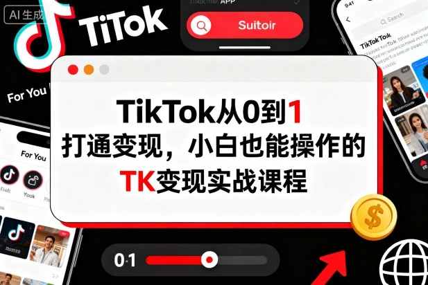 TikTok从0到1打通变现，小白也能操作的TK变现实战课程|宝藏资源网