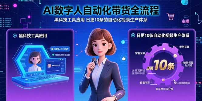 AI数字人自动化带货全流程：黑科技工具应用 日更10条的自动化视频生产体系|宝藏资源网