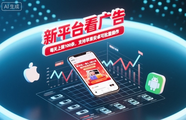 新平台看广告，养好机一条0.3到5米，每天上限100条，支持苹果安卓可批量操作|宝藏资源网