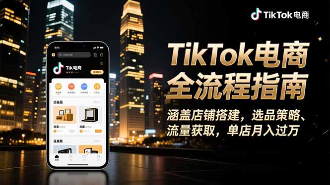 TikTok电商全流程指南，涵盖店铺搭建、选品策略、流量获取，单店月入过万|宝藏资源网