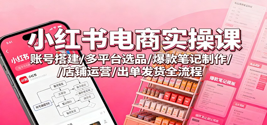 小红书电商实操课：账号搭建/多平台选品/爆款笔记制作/店铺运营/出单发货全流程|宝藏资源网