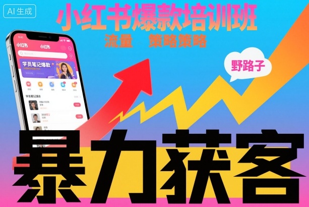 小红书爆款培训班，小红书获客野路子流量打法，暴力持续获客|宝藏资源网