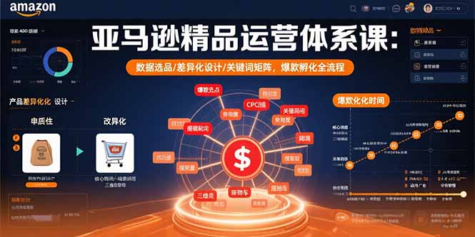 亚马逊精品运营体系课：数据选品/差异化设计/关键词矩阵，爆款孵化全流程|宝藏资源网