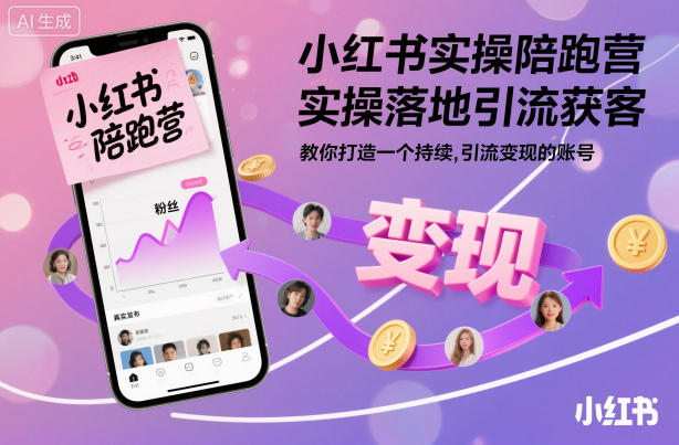 小红书实操陪跑营，实操落地引流获客，教你打造一个持续引流变现的账号|宝藏资源网