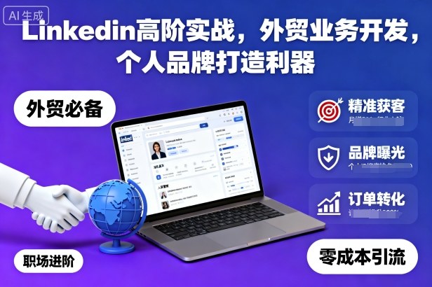 Linkedin高阶实战,外贸业务开发,个人品牌打造利器|宝藏资源网