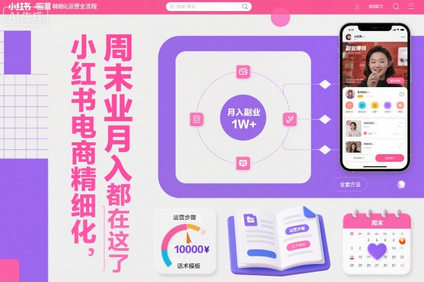 小红书电商精细化运营全流程，周末副业月入1W+，全套方法都在这了|宝藏资源网