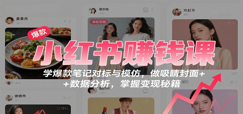 小红书赚钱课：学爆款笔记对标与模仿，做吸睛封面 + 数据分析，掌握变现秘籍|宝藏资源网