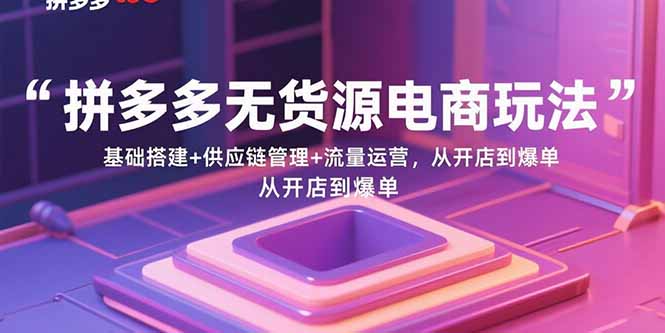 拼多多无货源电商玩法:基础搭建+供应链管理+流量运营,从开店到爆单|宝藏资源网