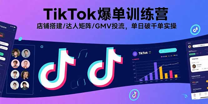 TikTok爆单训练营，店铺搭建/达人矩阵/GMV投流，单日破千单实操|宝藏资源网