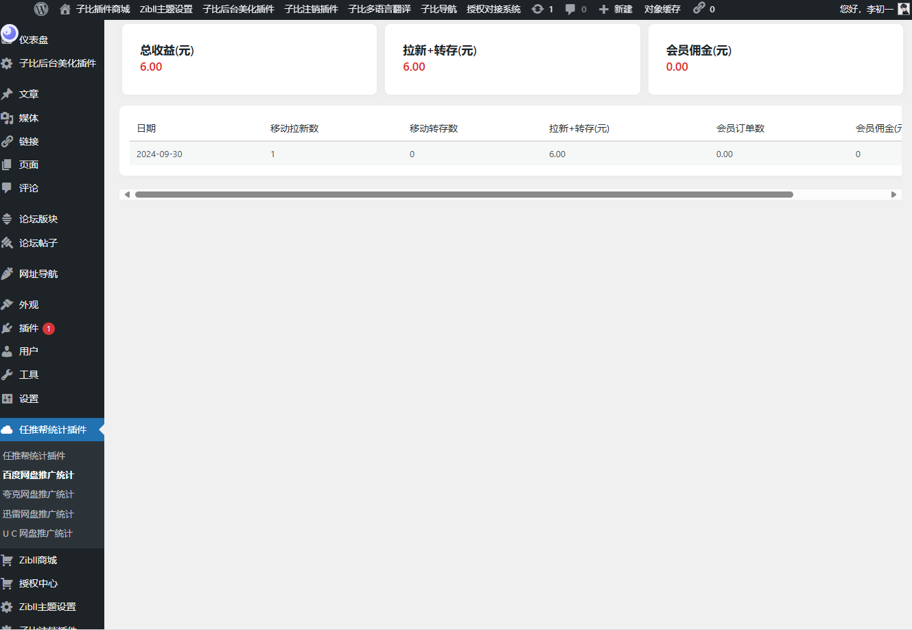 WordPress任推帮网盘拉新数据统计插件|宝藏资源网