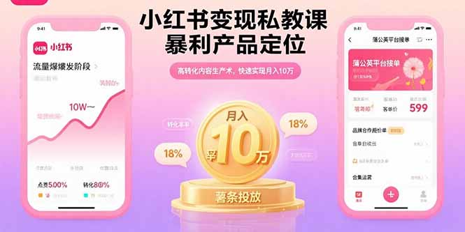 小红书变现私教课,暴利产品定位,高转化内容生产术,快速实现月入10万|宝藏资源网